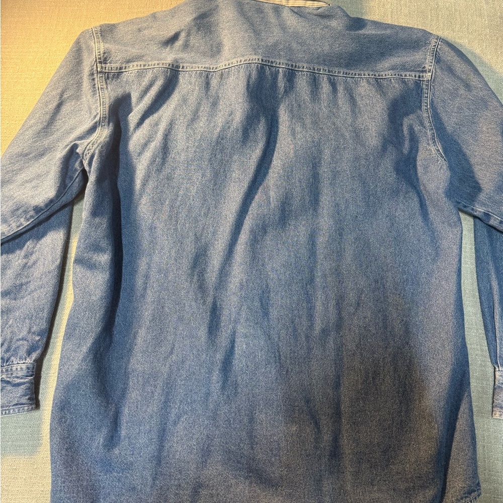 Faded Glory Light Blue Denim Shirt with Corduroy Collar - Picture 3 of 3